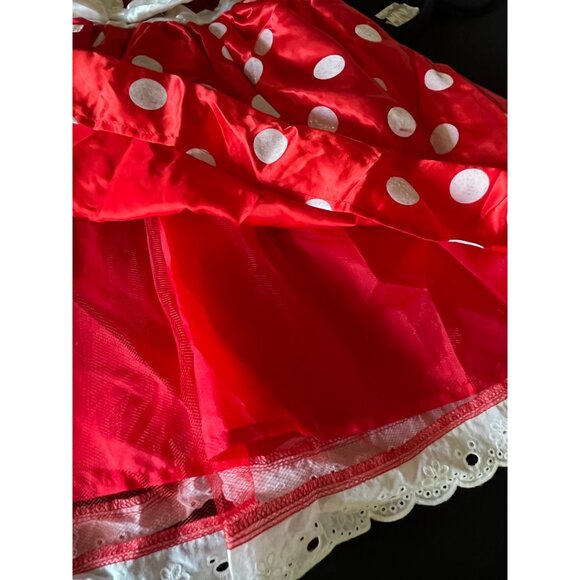 Vtg Disney Minnie Mouse Red & White Polka Dot Dress With Bow & Brooch Costume - Picture 6 of 7